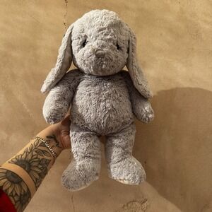 Retired Cloud B Hugginz Plush Gray Bunny Rabbit 14" Soft Stuffed Animal Toy